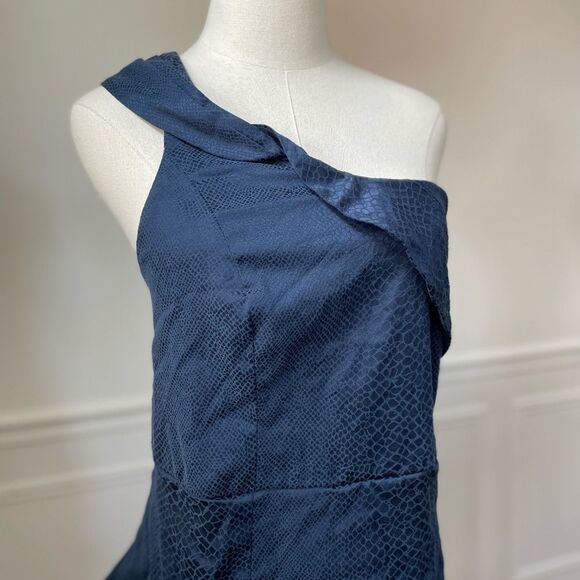 Torrid Navy Blue One Shoulder Snake Print Bubble Hem Cocktail Dress 20 - Picture 2 of 6